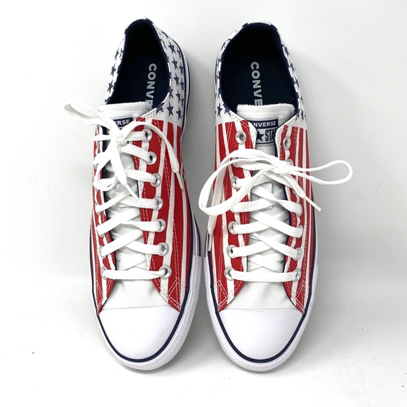 🌿Sale🌿 Converse Chuck Taylor AS Canvas Low Top Red Blue Mens Size 10.5 167838F - Picture 15 of 16